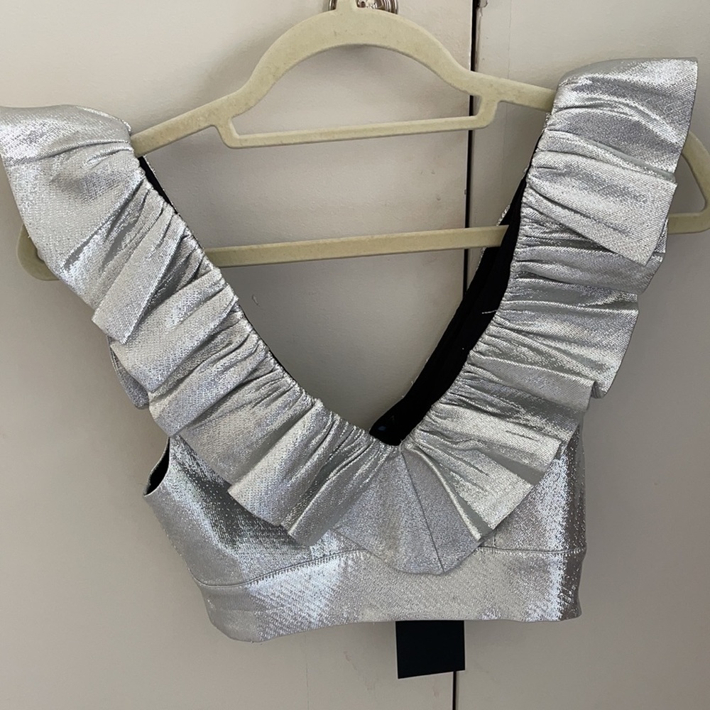 NBD silver crop top XXS new with tag